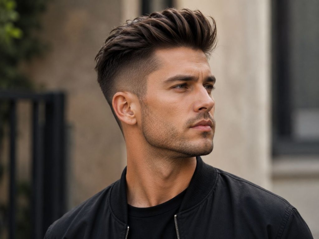 Undercut with volume, the best haircut for a square face male, with height up top that lengthens the face shape.